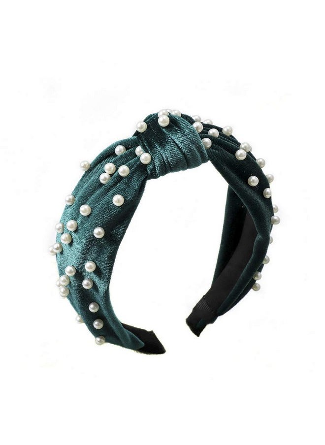Lydztion Headbands For Women Pearl Headbands - 1Pcs Twisted Faux Pearl Velvet Headband Elegant Bling Hair Clip Hairpins Headwear Barrette Styling Tools Accessories,Green  - Image 1