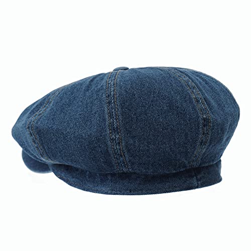 WITHMOONS Denim Cotton Newsboy Hat Baker Boy Beret Flat Cap KR3613 (Darkblue) - Image 3