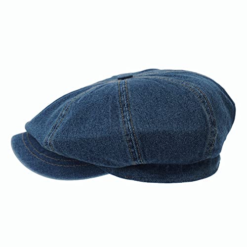 WITHMOONS Denim Cotton Newsboy Hat Baker Boy Beret Flat Cap KR3613 (Darkblue) - Image 2