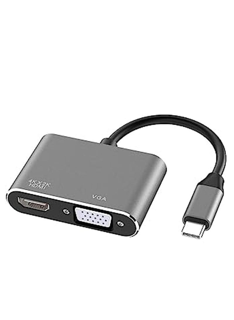 USB C to HDMI VGA Adapter,2 in 1 USB 3.1 Type C to VGA HDMI 4K Video Converter Compatible with MacBook Pro/Air 2020 2019,iPad Pro,Surface - Image 1