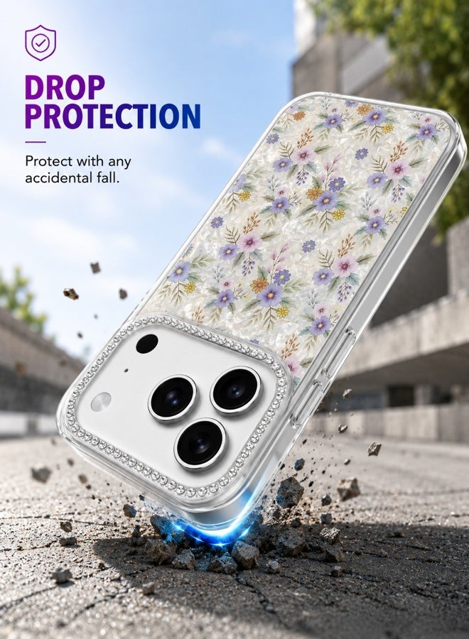 VR CREATIVE Protective Case Cover for Apple iPhone 17 Pro Max with Floral Marble Flower Print Transparent TPU + PC Shockproof Back Cover Design 6 - Image 5
