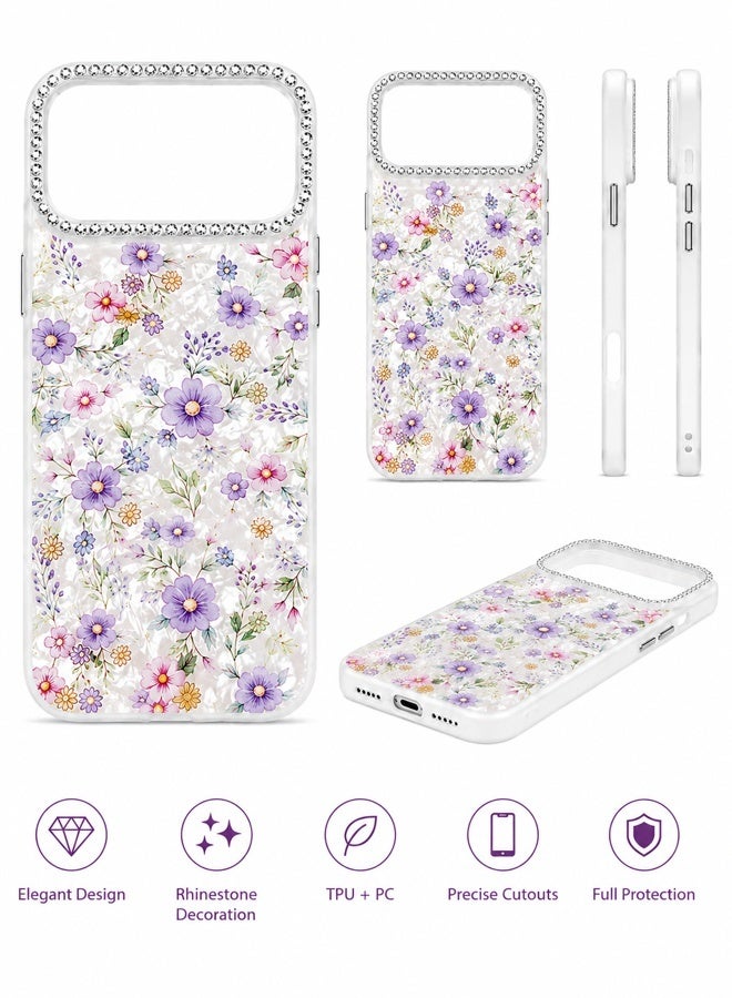 VR CREATIVE Protective Case Cover for Apple iPhone 17 Pro Max with Floral Marble Flower Print Transparent TPU + PC Shockproof Back Cover Design 6 - Image 2