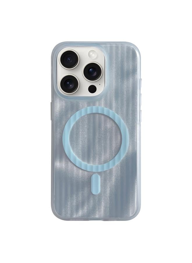 Green Tiger For iPhone 12 Pro Striped Skin Feel Magnetic Magsafe Phone Case(Blue)