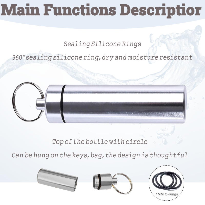 QIOOLEEO 4pcs Metal Pill Case with Keychain - Waterproof Travel Pill Organizer, Portable Medicine Container for Outdoor Camping - Image 4