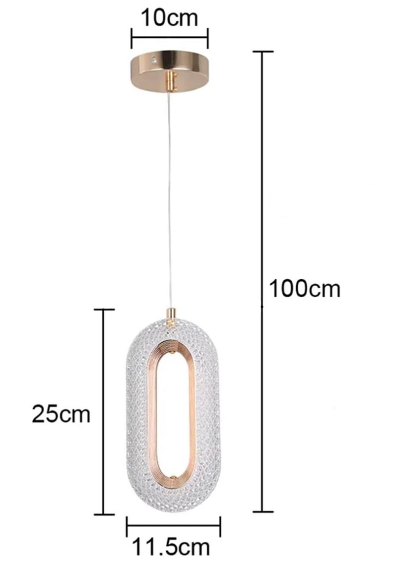 Groeien Pack of 2 |12W | 3 Color Gold Finish Modern LED Crystal Oval Hanging Pendant Ceiling Lamp Fixture | Chandelier for Home, Indoor, Outdoor,Living Room, Bedroom(Oval-Crystal Ring, 2) - Image 5