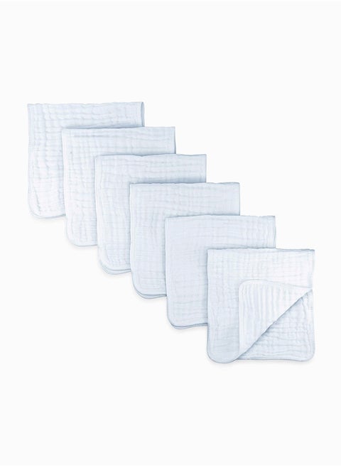 Muslin Burp Cloths 6 Pack Large 100% Cotton Hand Washcloths 6 Layers Extra Absorbent and Soft, Natural Muslin Baby Wipes, Soft Baby Towels