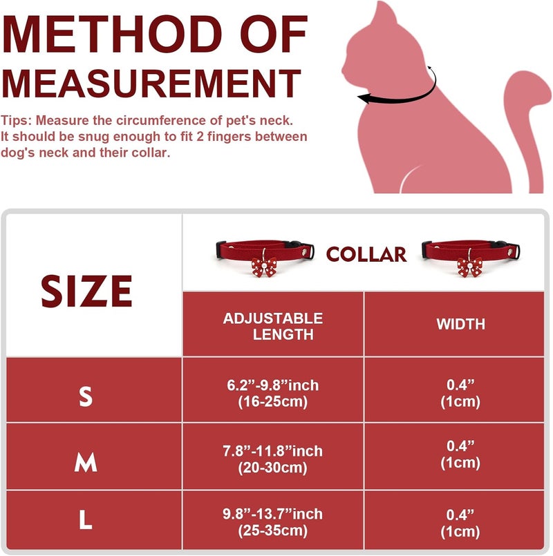 Howwfaly Dog Bow Tie Collar Cat Tie Collar Soft & Comfy Bowtie Dog Collar Detachable and Adjustable Bow Tie Collar Wedding Birthday for Small Pets Cats Dogs Kitten Puppy (Red, M) - Image 4