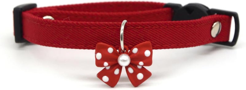 Howwfaly Dog Bow Tie Collar Cat Tie Collar Soft & Comfy Bowtie Dog Collar Detachable and Adjustable Bow Tie Collar Wedding Birthday for Small Pets Cats Dogs Kitten Puppy (Red, M) - Image 1
