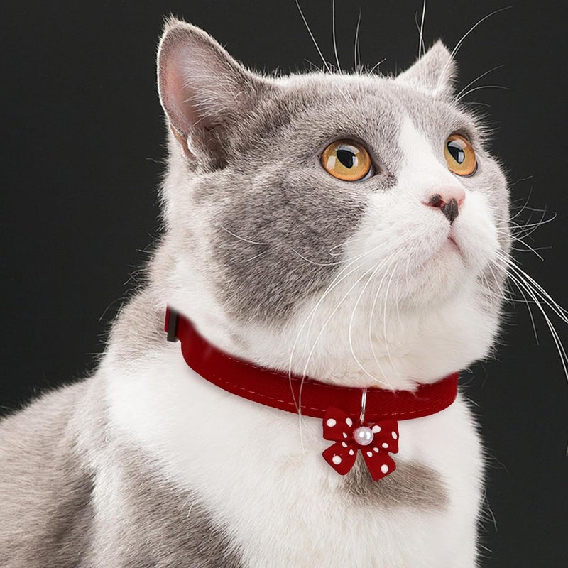 Howwfaly Dog Bow Tie Collar Cat Tie Collar Soft & Comfy Bowtie Dog Collar Detachable and Adjustable Bow Tie Collar Wedding Birthday for Small Pets Cats Dogs Kitten Puppy (Red, M) - Image 2