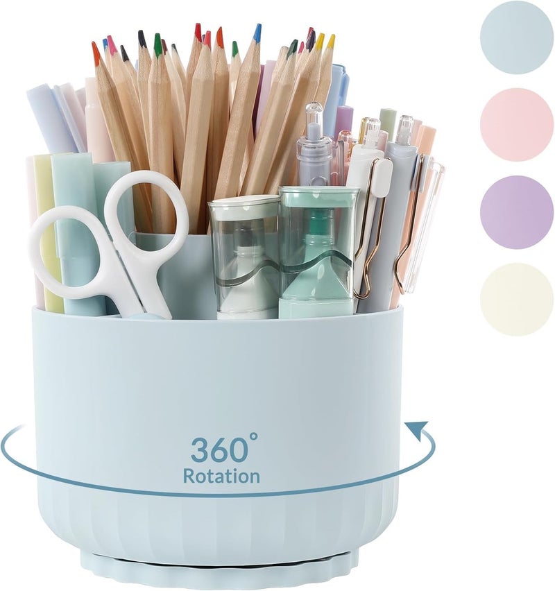 Skydue 360 Degree Rotating Desk Organizer, Dual-Purpose Pencil Pen Holder for Desk, Rotating Pencil Cup with 5 Slots, Office Supplies, Desk Decor for Office, School, Home - Image 1