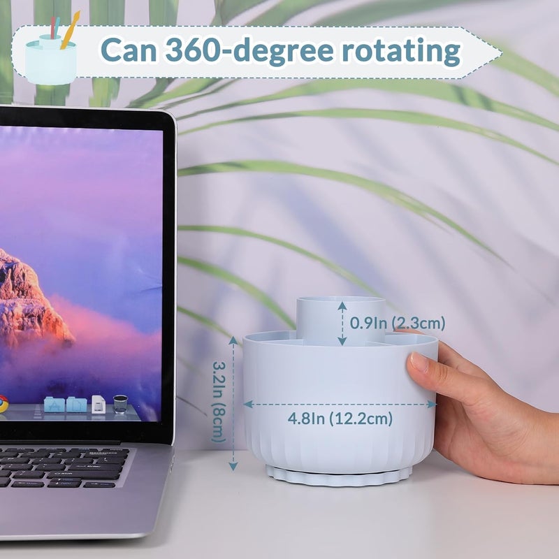 Skydue 360 Degree Rotating Desk Organizer, Dual-Purpose Pencil Pen Holder for Desk, Rotating Pencil Cup with 5 Slots, Office Supplies, Desk Decor for Office, School, Home - Image 2