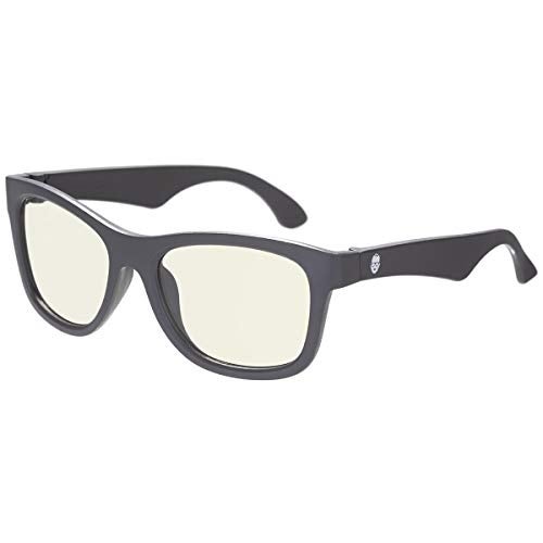 Babiators Kids Blue-Light Blocking Glasses For 6+ Years - Zero Power, Anti Glare | Eye Protection From Laptop/Mobile Screen | 100% UV Protection | Unbreakable Flexible Rubber Frame | Navigator - Black - Image 1