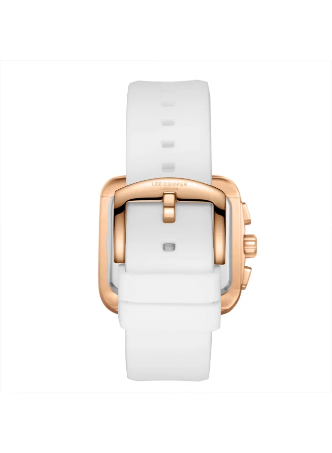 Lee Cooper LEE COOPER Men's Watch, Multi Function Display and Silicone Strap - LC08012.453, White