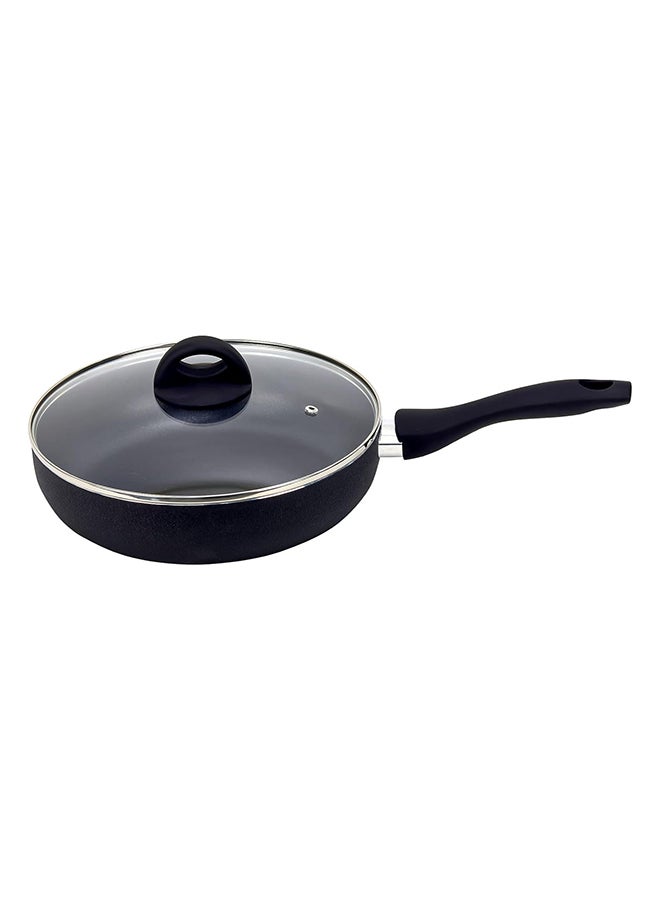 Beefit Deep Fry Pan With Glass Lid 26Cm Black Granite Coated Color, Aluminum Non-Stick Frypan With Ceramic Coating Mini Cookware With Pour Spouts Frying Pans - Image 2