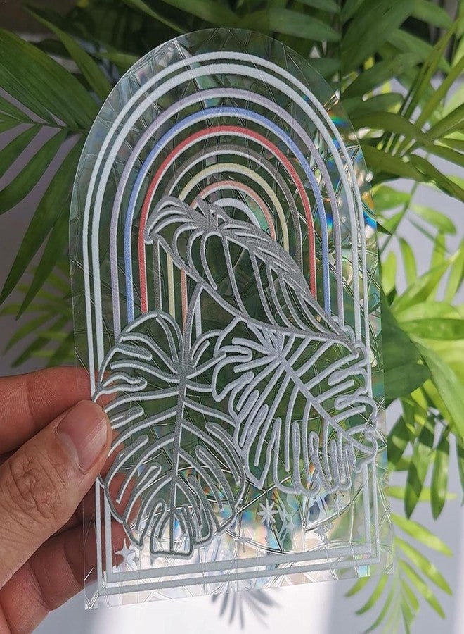 CACTOPIA Suncatcher Stickers Rainbow Window Decal Vinyl for Car, Home, Garden, Boho Room Decor (Monstera) - Image 1