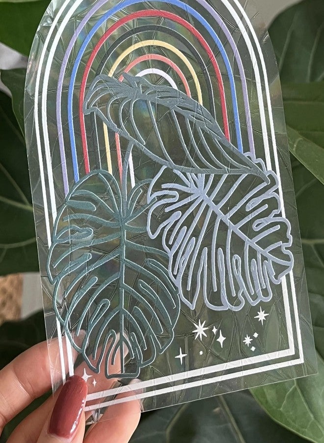 CACTOPIA Suncatcher Stickers Rainbow Window Decal Vinyl for Car, Home, Garden, Boho Room Decor (Monstera) - Image 3
