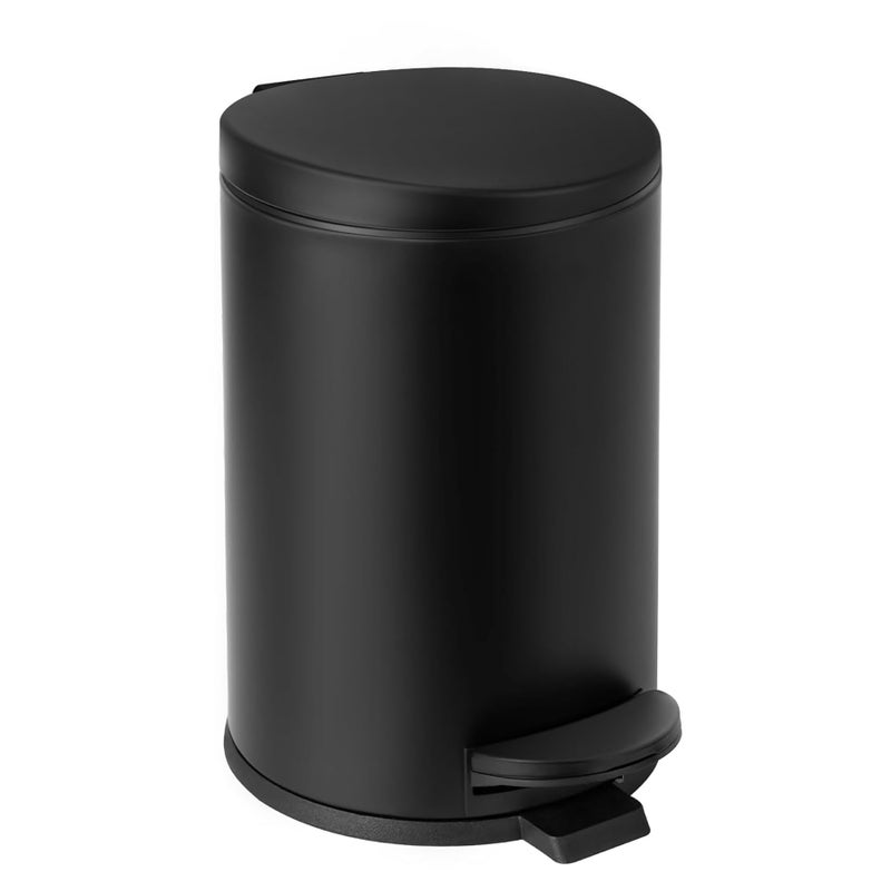 TIPGO 1.2 Gallon Small Black Trash Can, 4.5 Liters Bathroom Garbage Can with lid, Mini Step Trash Bin, Stainless Steel Wastebasket for Bathroom, Bedroom, Office (Matte Black) - Image 1