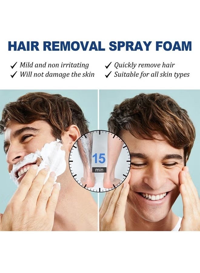 East Moon Hair Removal - Hair Removal Mousse Foam Spray For Men, Painless Hair Removal Spray Armpit Gentle Hair Remover Refreshing Quick Hair Removal Spray, Safe Hair Depilatory For Male Underarm, Chest, Back, Legs 100ML - Image 3