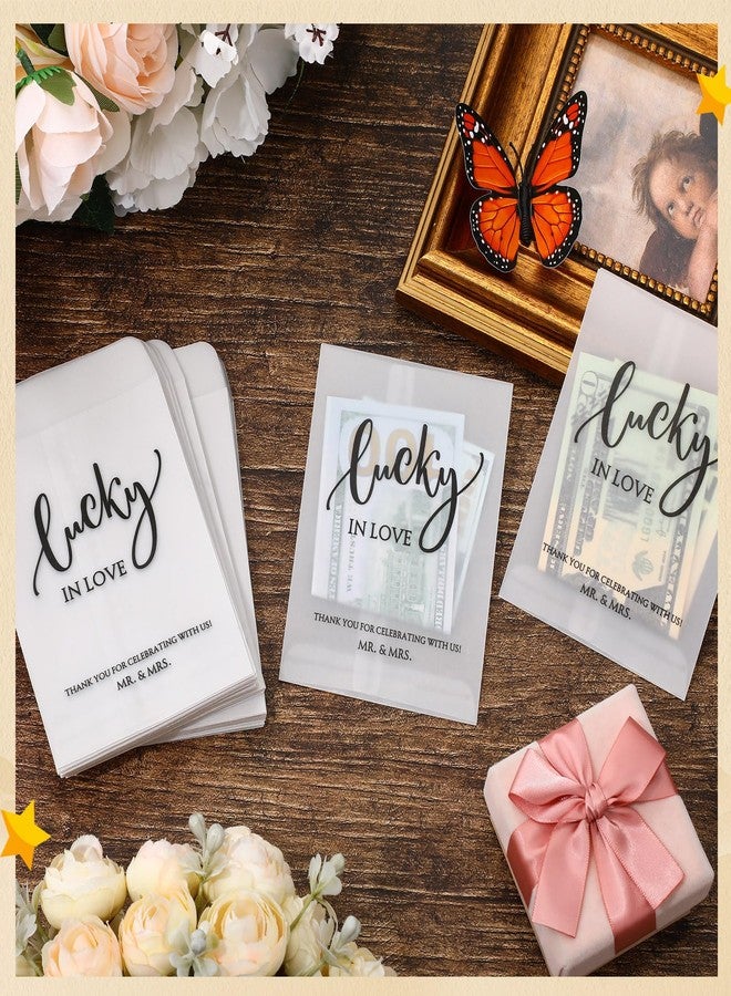 MotiMind 100 Pack Wedding Favors for Guests Glassine Envelope Lucky in Love Small Tickets Holder Scratch Card Holder with Thank You Message for Bridal Shower, 4.72 x 3.36 Inches - Image 3