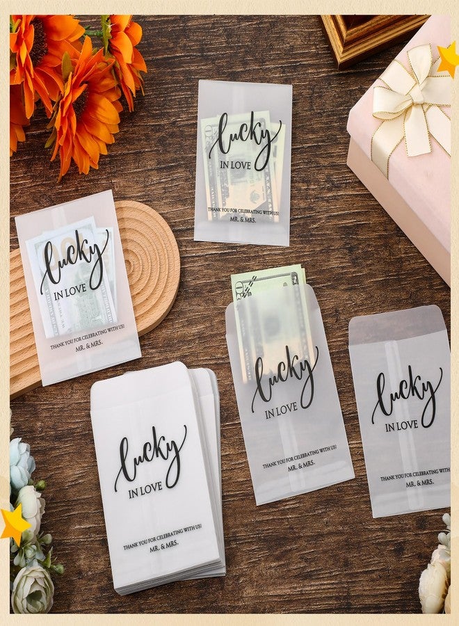 MotiMind 100 Pack Wedding Favors for Guests Glassine Envelope Lucky in Love Small Tickets Holder Scratch Card Holder with Thank You Message for Bridal Shower, 4.72 x 3.36 Inches - Image 4