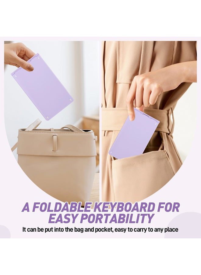 Guiheng Foldable Mini Rechargeable Bluetooth Keyboard and Mouse Combo, 2.4G Wireless and Bluetooth,(Sync Up to 3 Devices), Ultra-Slim Travel Folding Keyboard for iPhone iPad Mac Android Windows iOS(Purple) - Image 4