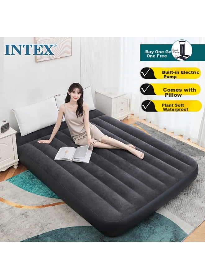 Intex 64150 Double Large Inflatable Air Bed With Built-in Electric Pump, Pillow, Foldable Air Mattress For Car, Home, And Rv Use - Image 1