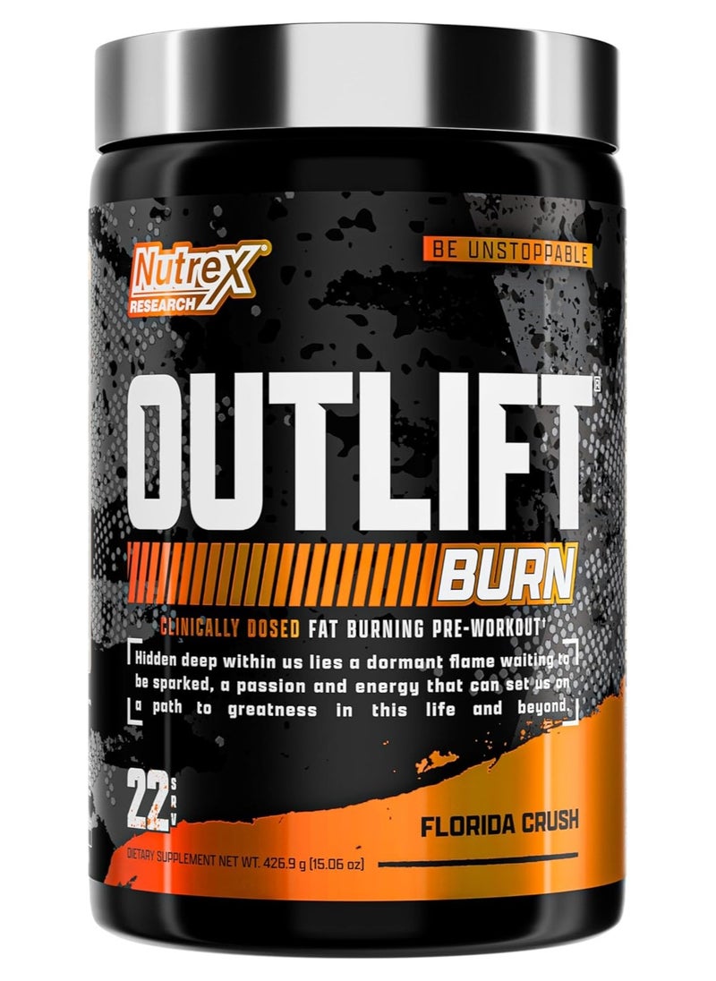 Nutrex Research OUTLIFT Burn Clinicaly Dosed Fat Burning Pre Workout Florida Crush Flavour 22 servings  426.9 g  - Image 1