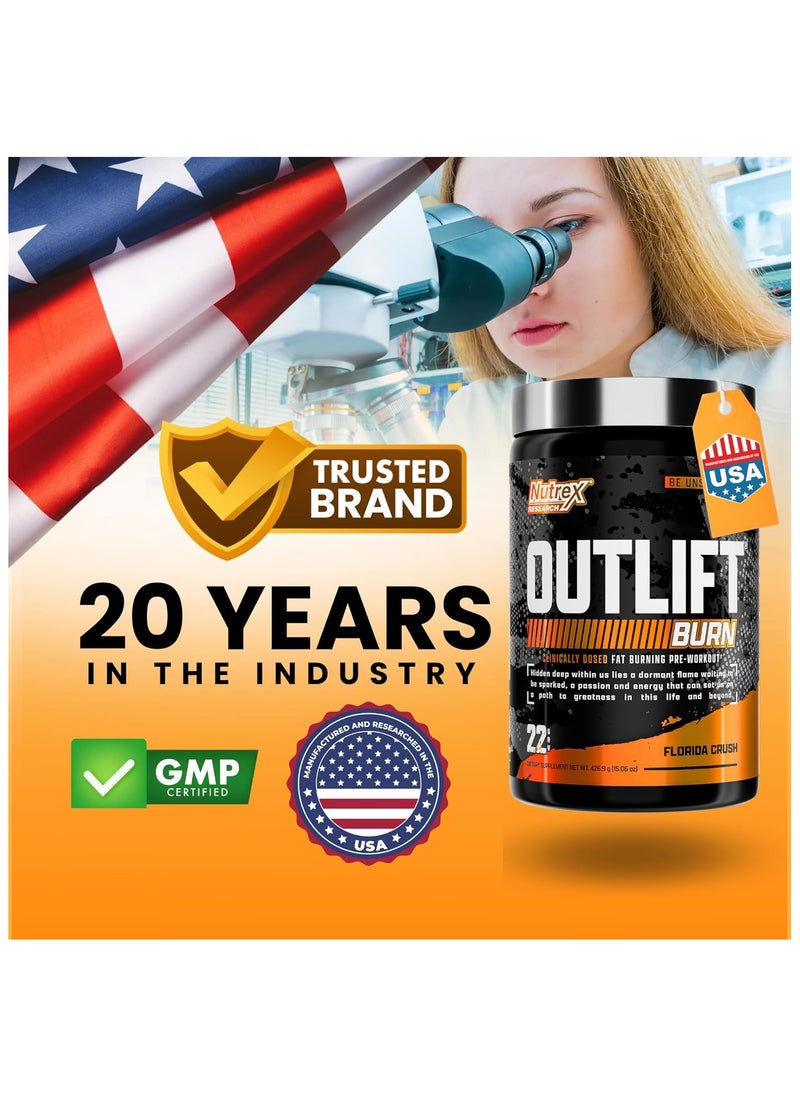 Nutrex Research OUTLIFT Burn Clinicaly Dosed Fat Burning Pre Workout Florida Crush Flavour 22 servings  426.9 g  - Image 5