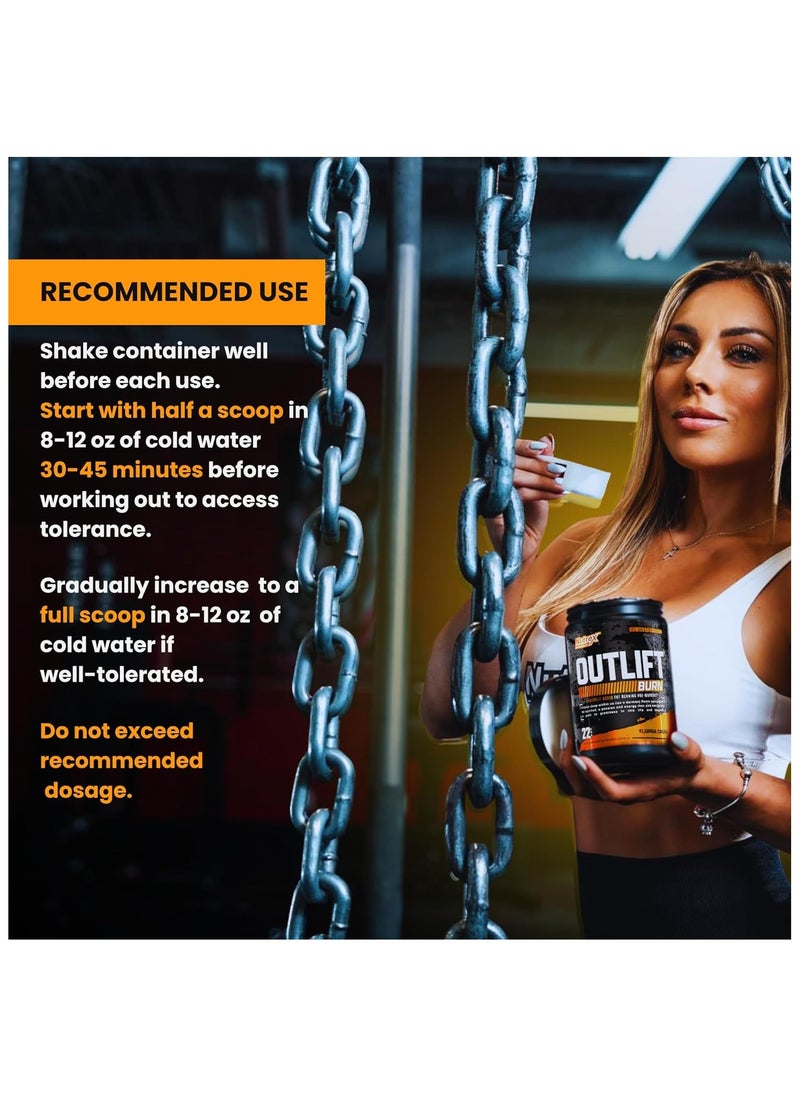 Nutrex Research OUTLIFT Burn Clinicaly Dosed Fat Burning Pre Workout Florida Crush Flavour 22 servings  426.9 g  - Image 4