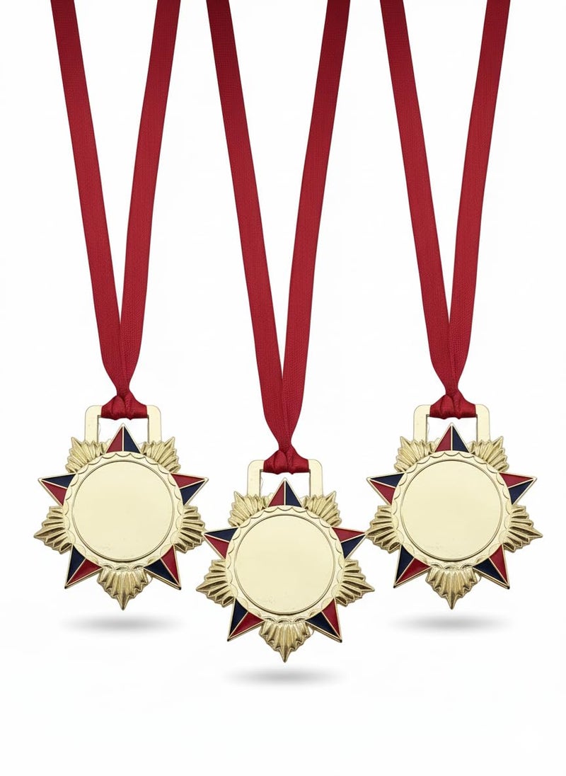 Canbee Sports Medal for School Winner, Olympic, Sports Champion, Cricket, Football, Badminton, Race, Volleyball, Basketball or Office RNR Rewards Madel (3" Star - 3 Madels) - Image 1