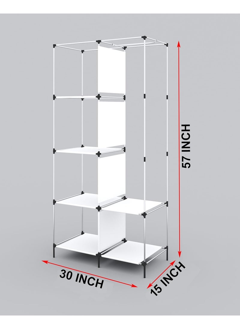 Whitecloud TRANSFORMING HOMES Whitecloud TRANSFORMING HOMES Collapsible Wardrobe Clothes Almira 1 Hanging Space 6 Shelves 1 Side Pocket NonWoven Fabric 76x38x145cm 77001 Blue  - Image 4