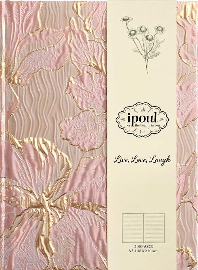 ipoul Floral Journal for women, Hardcover Notebook, A5, 6x8, Ruled Pages, Lay Flat, Pretty Journal, Lily Flower, Pink, can be Reading Journal, Writing Notebook, Self Love Journal, Personal Journal - Image 1