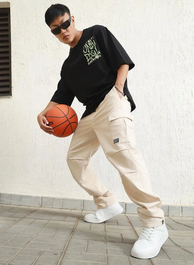 Hubberholme Mid Rise Relaxed Fit Cargo Pants by Styli