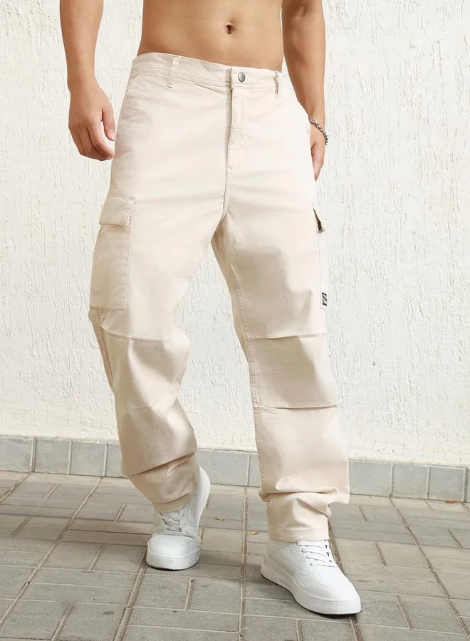 Hubberholme Mid Rise Relaxed Fit Cargo Pants by Styli