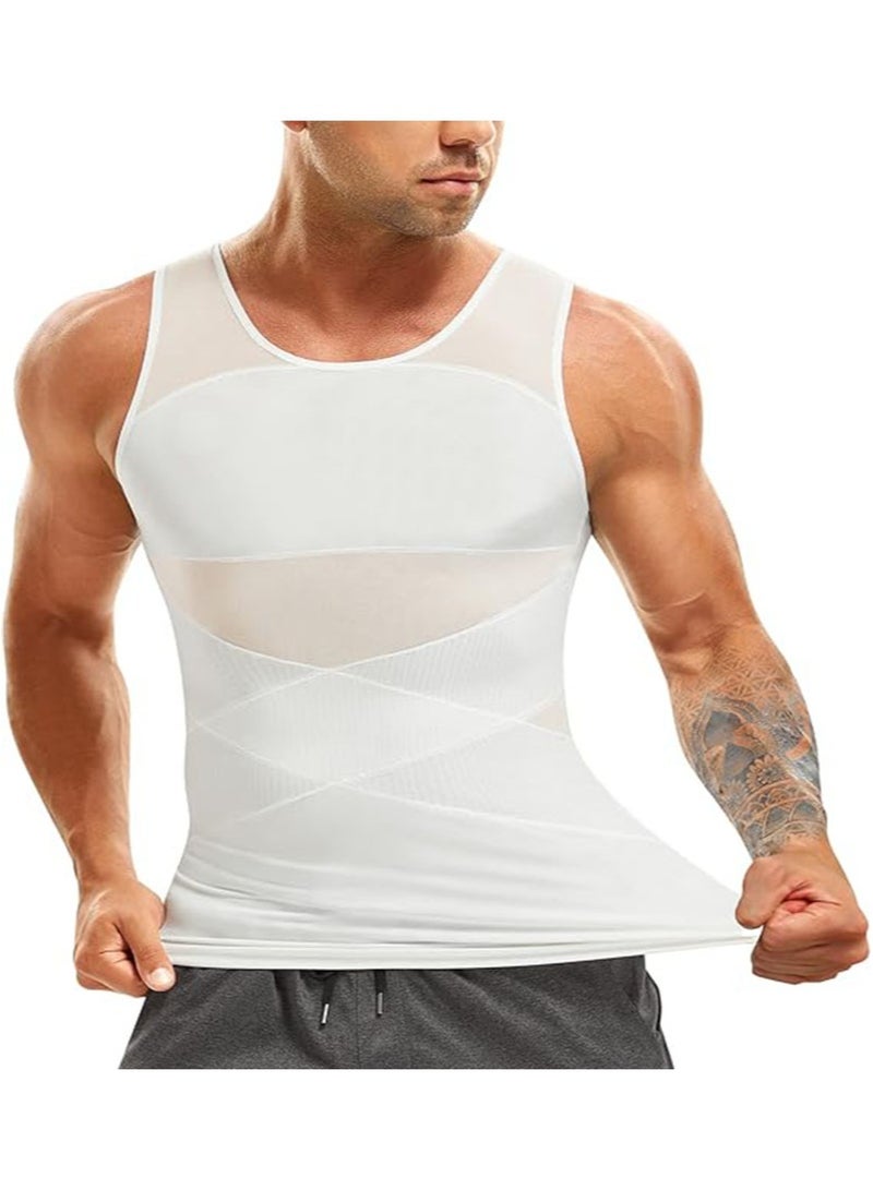 Apustim Men's Body Shaper，Delay Muscle Fatigue，Waist Training，Abdominal Control，Exercise Vest，Suitable for Sports，Exercise （White） - Image 2