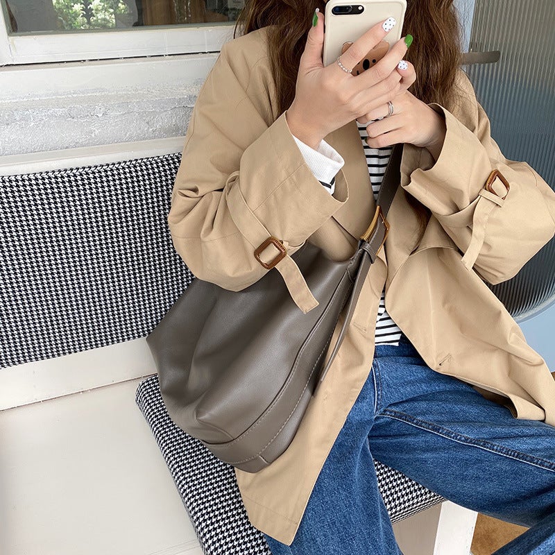 Korean Style Large Capacity Soft Tote Shoulder Bag - Image 4