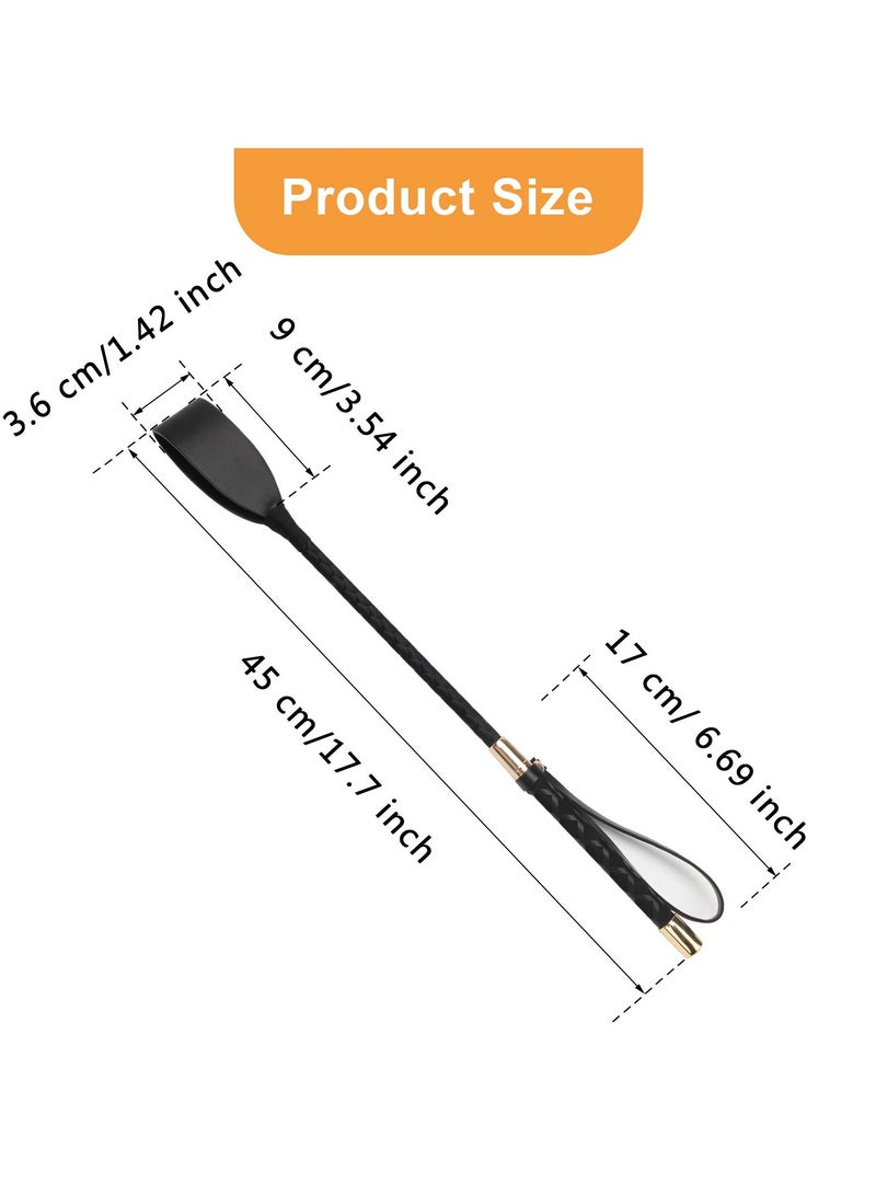 Cuken Equestrian Riding Crop, 45cm, PU Leather Horse Whip with Double Slapper, Durable Training Whip for Horseback Riding (Black) - Image 2