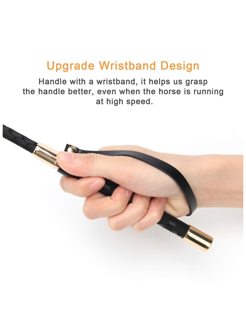 Cuken Equestrian Riding Crop, 45cm, PU Leather Horse Whip with Double Slapper, Durable Training Whip for Horseback Riding (Black) - Image 5