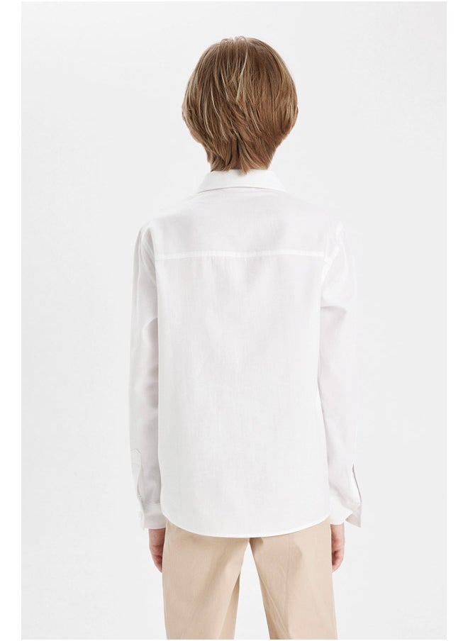 DeFacto - Boy Woven Regular Fit Polo Neck Long Sleeve Shirt - Image 1