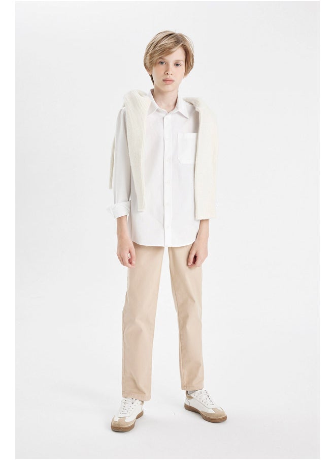 DeFacto - Boy Woven Regular Fit Polo Neck Long Sleeve Shirt - Image 1