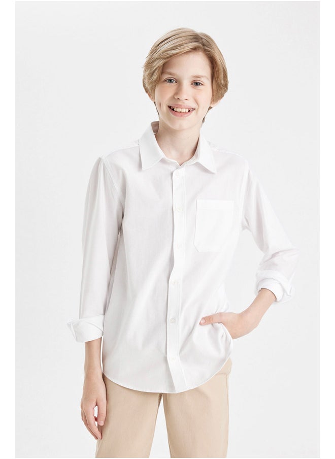 DeFacto - Boy Woven Regular Fit Polo Neck Long Sleeve Shirt - Image 1