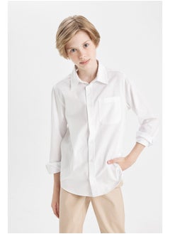 DeFacto Boy Woven Regular Fit Polo Neck Long Sleeve Shirt  - Image 3