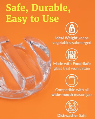 Elementi Fermentation Weight Set of 2 - Easy to Use Glass Fermenting Weights, Perfect Fit for Wide Mouth Mason Jars, Highly Durable Soda-Lime Glass Fermentation Kit for Sauerkraut, Kimchi & More - Image 3