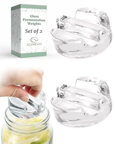 Elementi Fermentation Weight Set of 2 - Easy to Use Glass Fermenting Weights, Perfect Fit for Wide Mouth Mason Jars, Highly Durable Soda-Lime Glass Fermentation Kit for Sauerkraut, Kimchi & More - Image 1