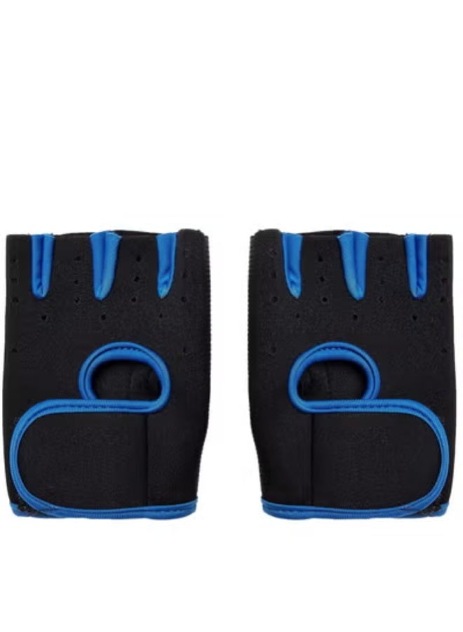 AROAQ Workout Gloves Set for Men & Women – Open Finger Gym Gloves with Wrist Support & Non-Slip Grip for Weightlifting, Fitness & Sports – Available in Small, Medium, Large (Black/Blue, 1 Pair)
