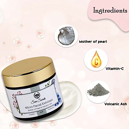 Seer Secrets 100% Natural Mother of Pearl & Volcanic Ash Face Scrub & Exfoliator | Scrub For Glowing Skin|Deep Exfoliating |Lightning and Brightning| Tan Removal |Oily Skin|Suitable for Men & Women| Pack of 50GM - Image 4