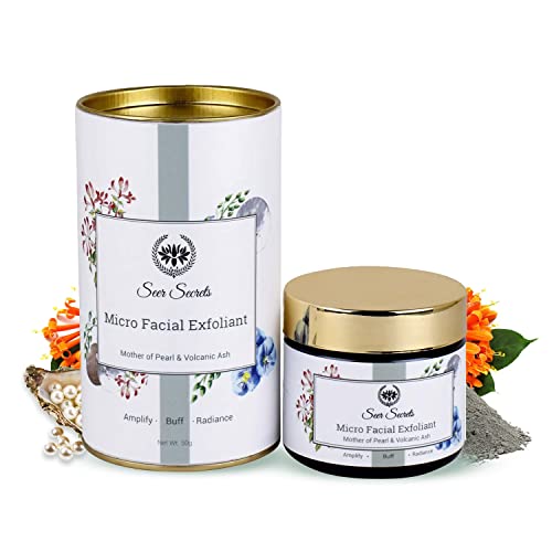 Seer Secrets 100% Natural Mother of Pearl & Volcanic Ash Face Scrub & Exfoliator | Scrub For Glowing Skin|Deep Exfoliating |Lightning and Brightning| Tan Removal |Oily Skin|Suitable for Men & Women| Pack of 50GM - Image 1
