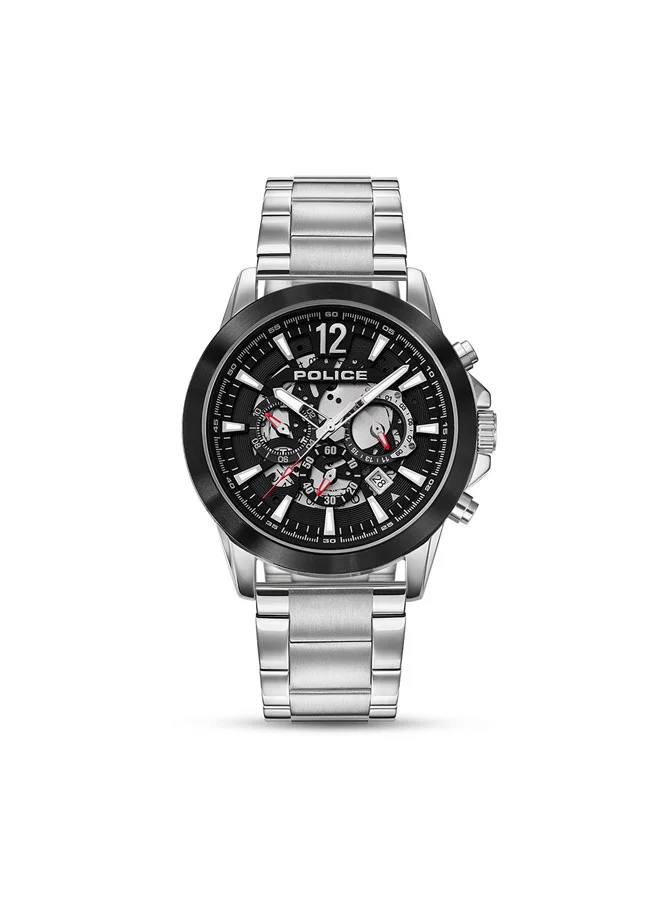POLICE Vertigo Black Dial Silver Stainless Steel Bracelet Multifunction Watch for Men - 47mm