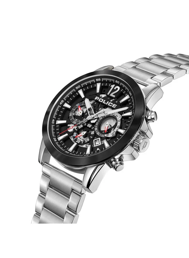 POLICE Vertigo Black Dial Silver Stainless Steel Bracelet Multifunction Watch for Men - 47mm