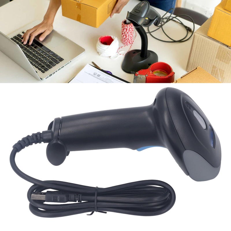 ماسح الرمز الشريطي السلكي 1D و 2D محمول متوافق مع الكمبيوتر المحمول للمكتبة والمستودع عبر USB - Image 5